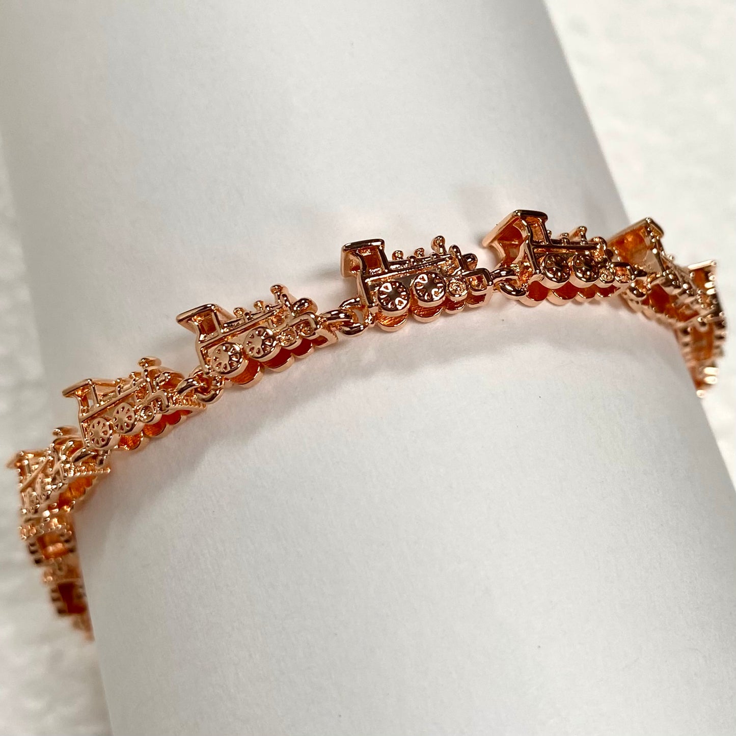 Rose Gold Train Tennis Bracelet