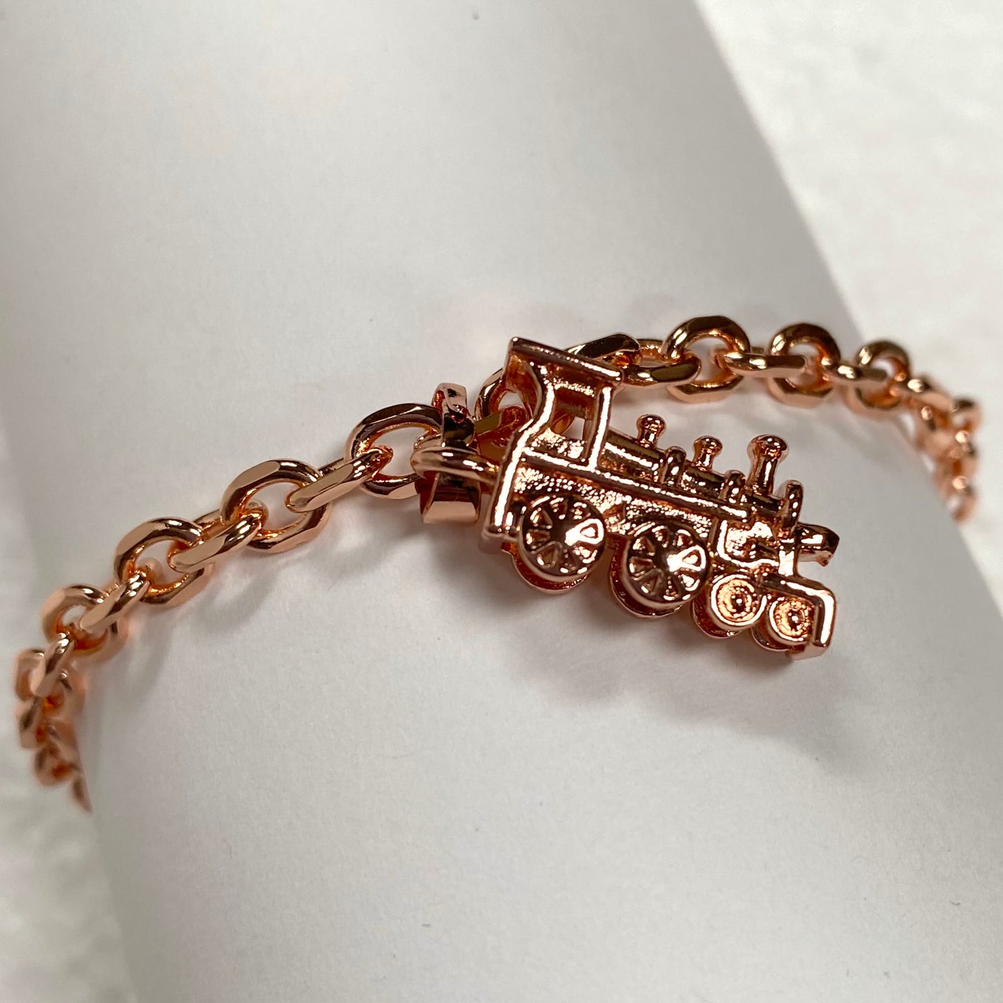 Rose Gold Train Charm Bracelet