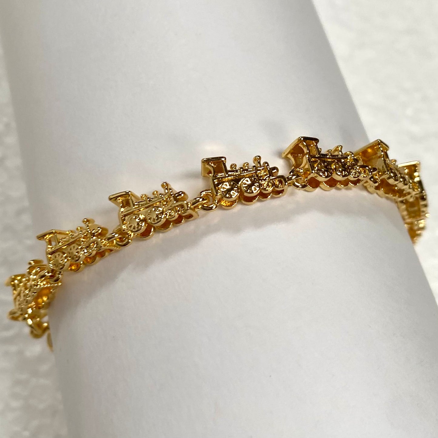 Gold Train Tennis Bracelet