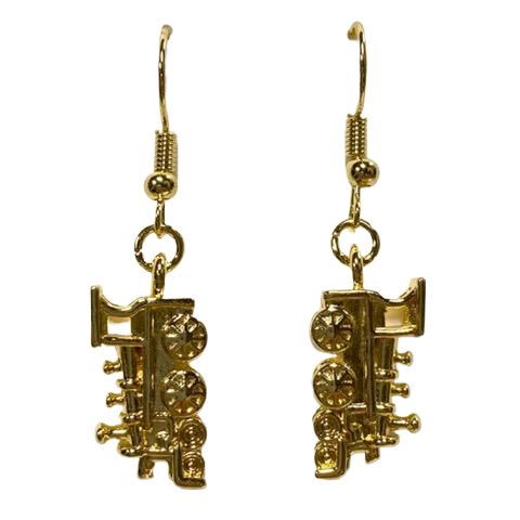 Gold Train Earrings