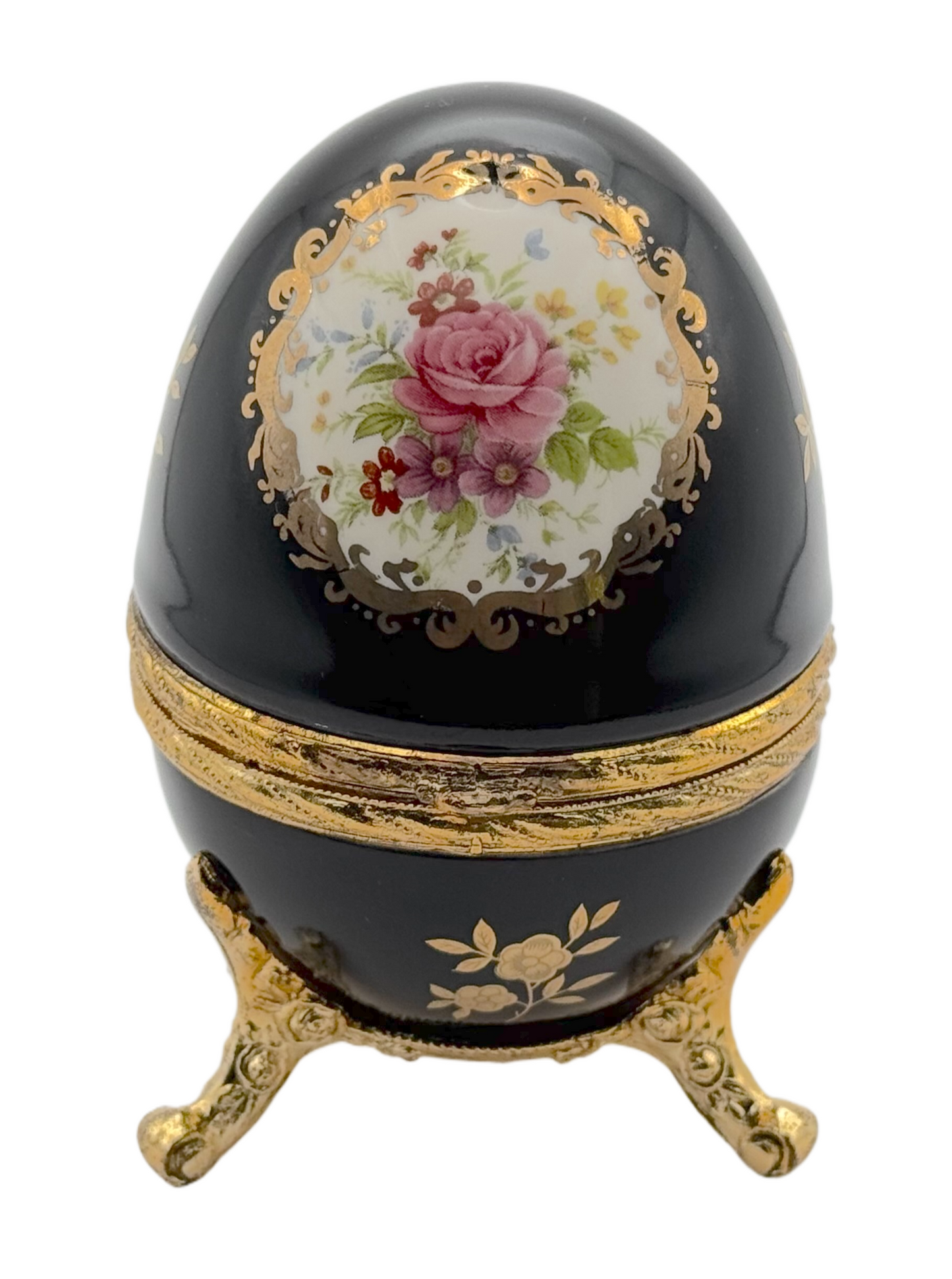 Floral black musical egg