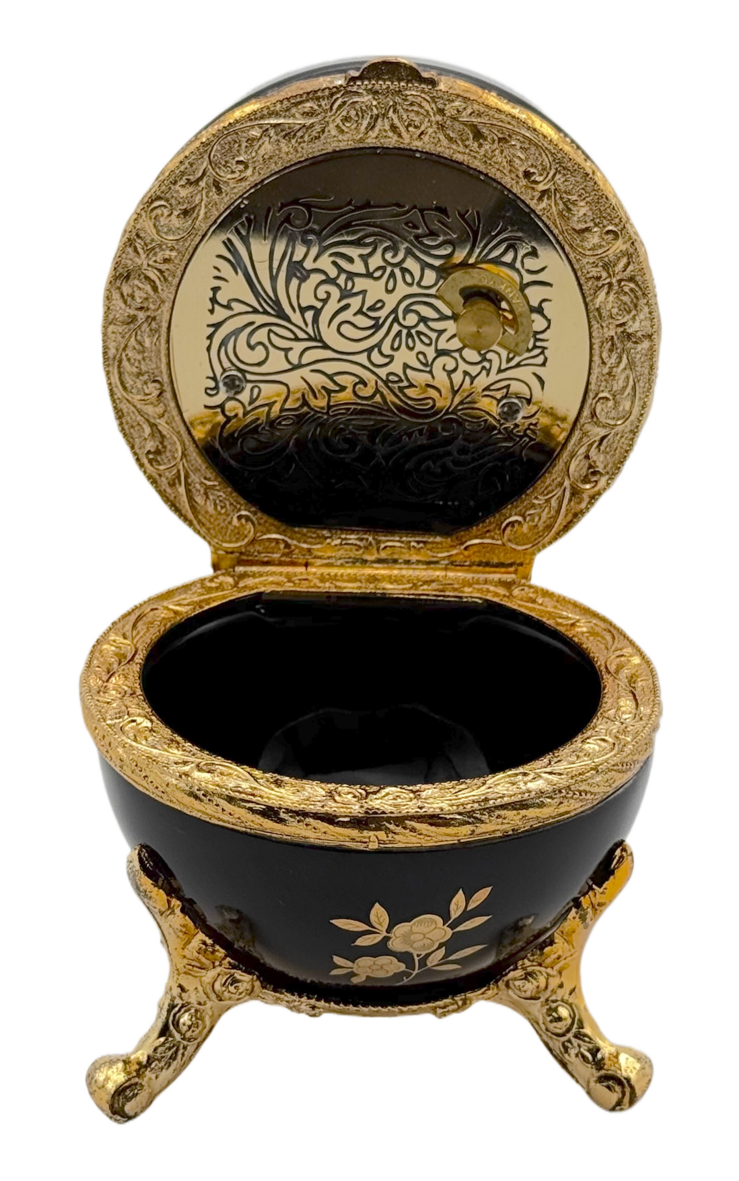 Floral black musical egg