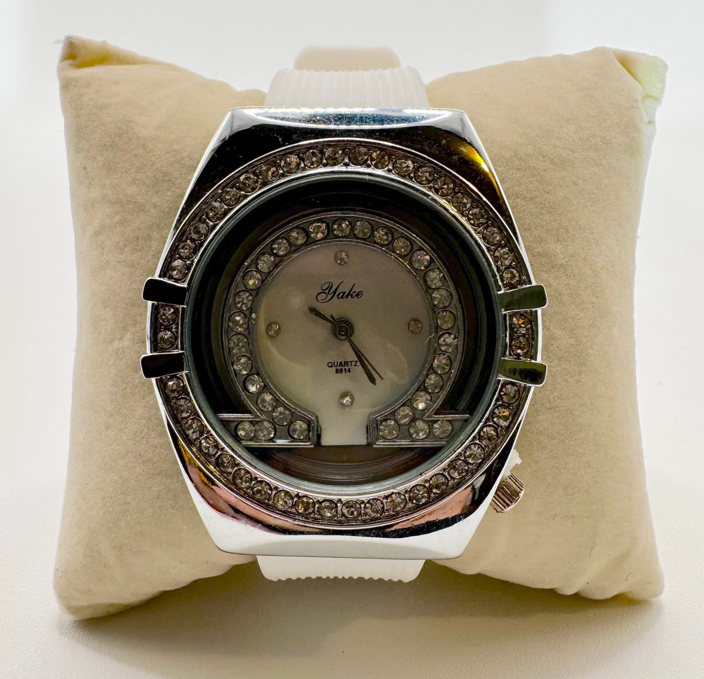 White Rubber Omega Watch With Studs