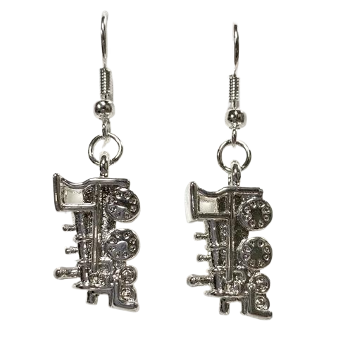 Silver Train Earrings