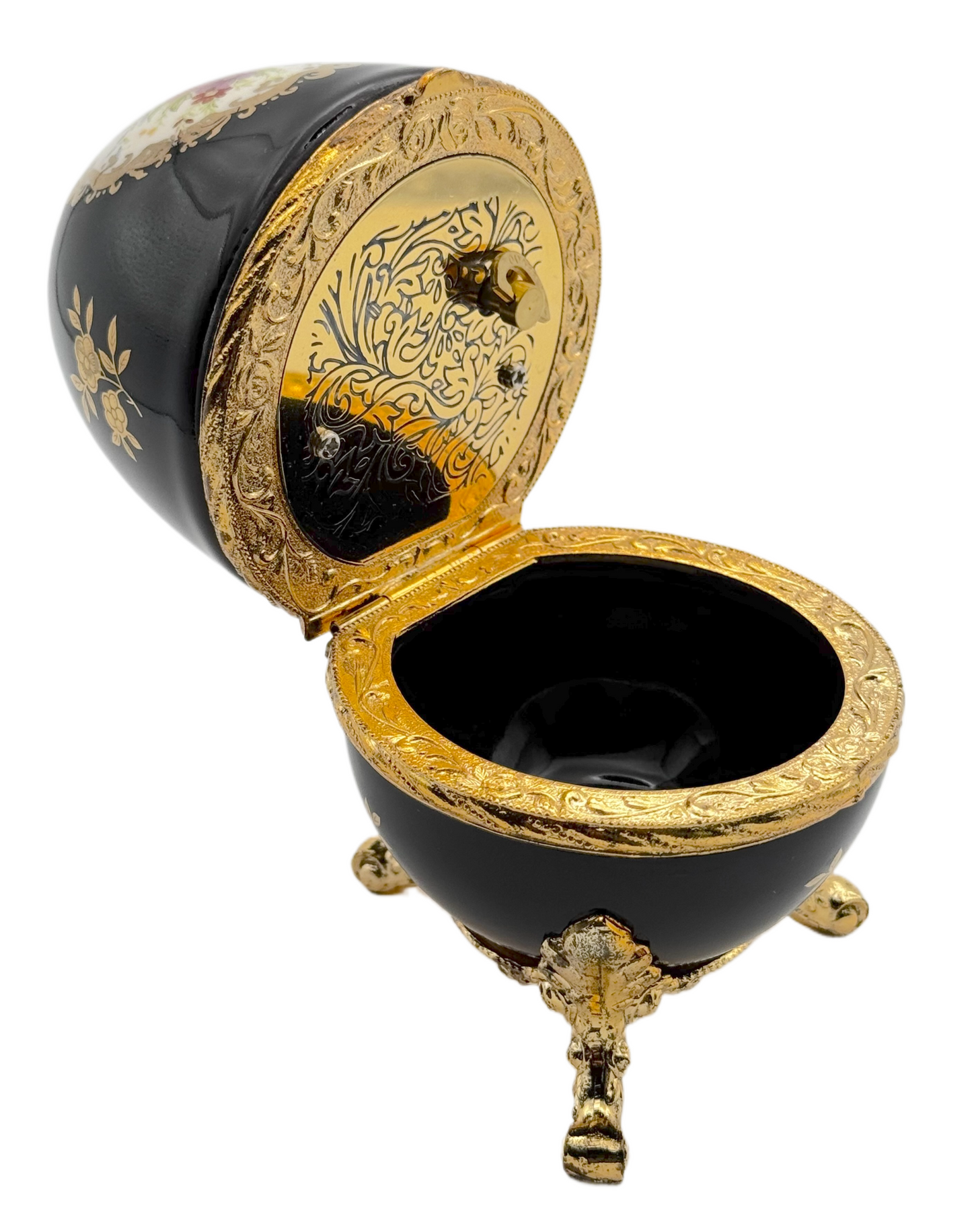 Floral black musical egg